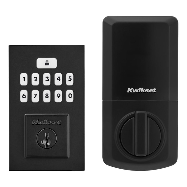 Kwikset Contemporary SmartCode Keypad Electronic Deadbolt SmartKey Matte Black Finish 9260CNT-514S - main
